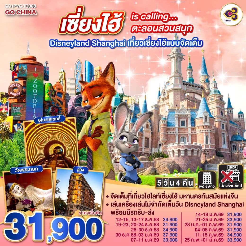 เซี่ยงไฮ้ is calling…ตะลอนสวนสนุก Disneyland Shanghai 5วัน 4คืน เที่ยวเซี่ยงไฮ้แบบจัดเต็ม โดยสายการบิน Thai Airways (TG)